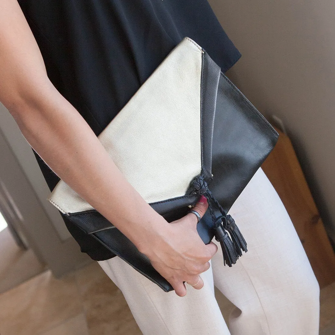 Savannah Leather Envelope Clutch and Crossbody Purse