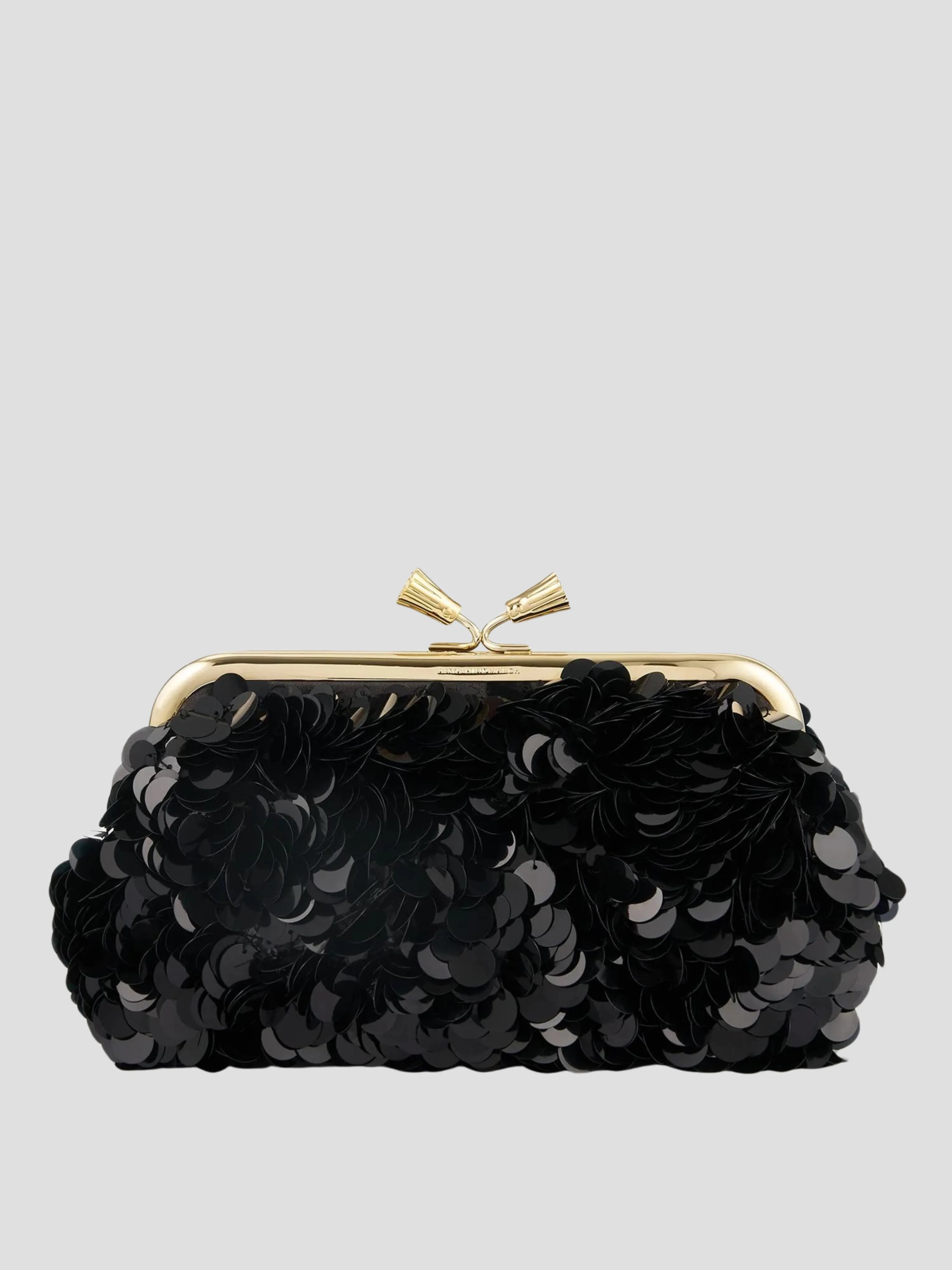 Sequined Maud Tassel Clutch in Black