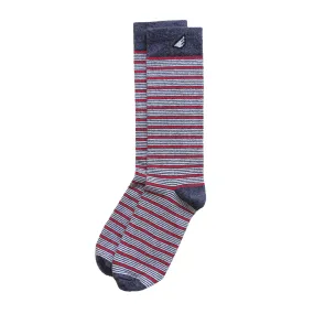 Sidekick - Dark Grey, Red & White. American Made Dress / Casual Stripe Socks