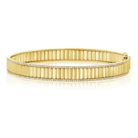 Slim Fluted Pave Outline Bangle