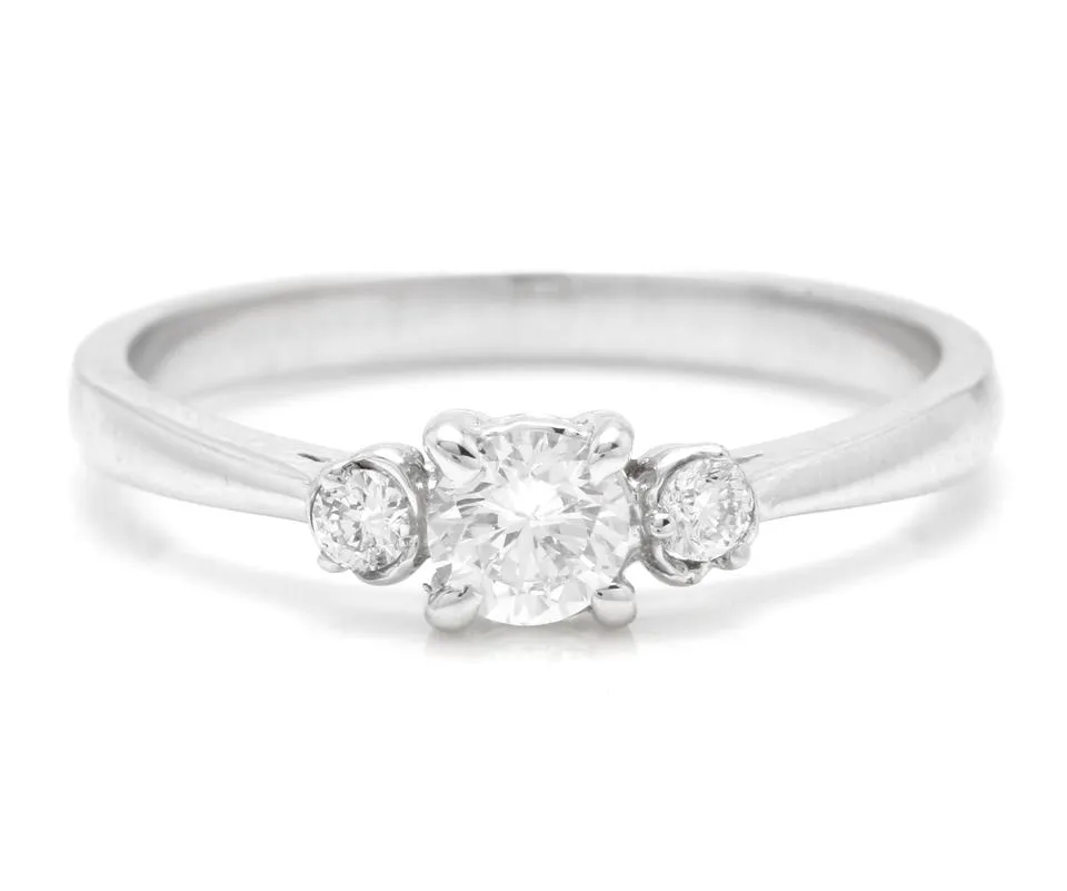 Splendid 0.32 Carats Natural Diamond 14K Solid White Gold Ring