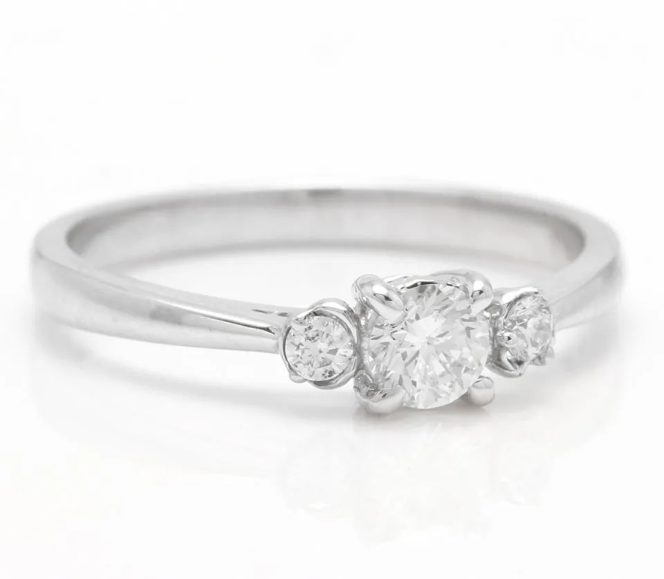 Splendid 0.32 Carats Natural Diamond 14K Solid White Gold Ring