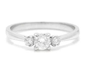Splendid 0.32 Carats Natural Diamond 14K Solid White Gold Ring