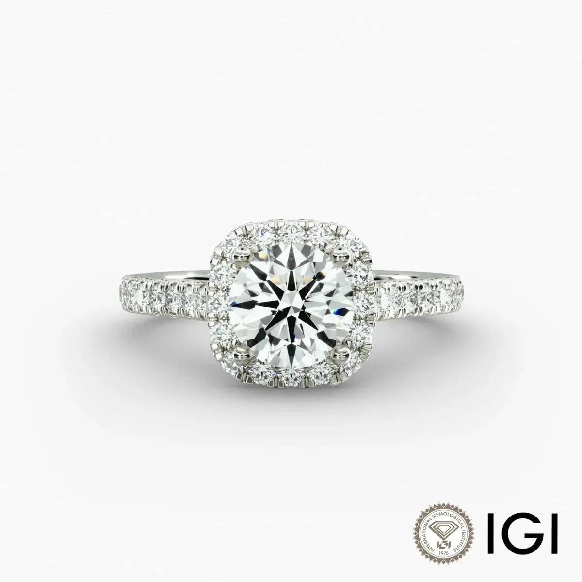 Square Inlaid Halo Diamond Engagement Ring | Custom K Gold Lab-Grown Diamond Promise Ring for Women
