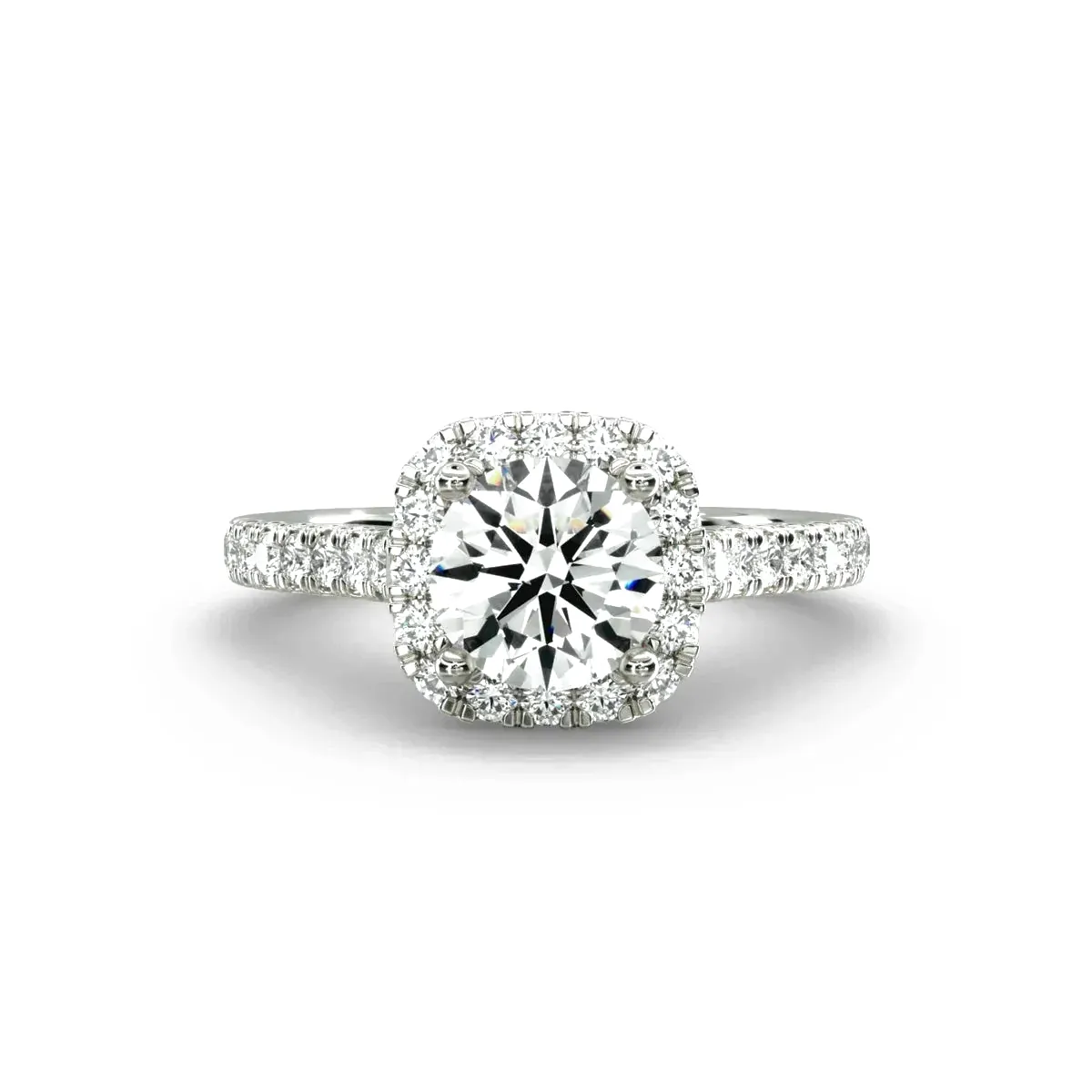 Square Inlaid Halo Diamond Engagement Ring | Custom K Gold Lab-Grown Diamond Promise Ring for Women