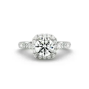 Square Inlaid Halo Diamond Engagement Ring | Custom K Gold Lab-Grown Diamond Promise Ring for Women