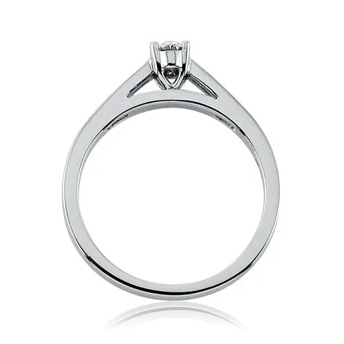 Steffans Oval Shaped Diamond Platinum Solitaire Engagement Ring with Channel Set Princess Cut Diamond Shoulders (0.33ct)