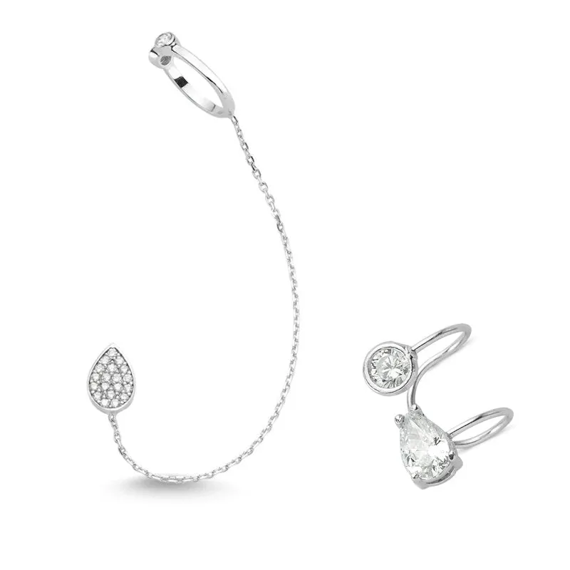 Stella Silver Threader Ear Cuffs Earrings Set