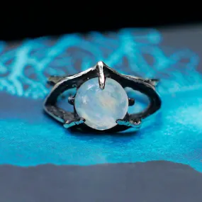 Sterling Silver Rainbow Moonstone Ring "Atlantida"