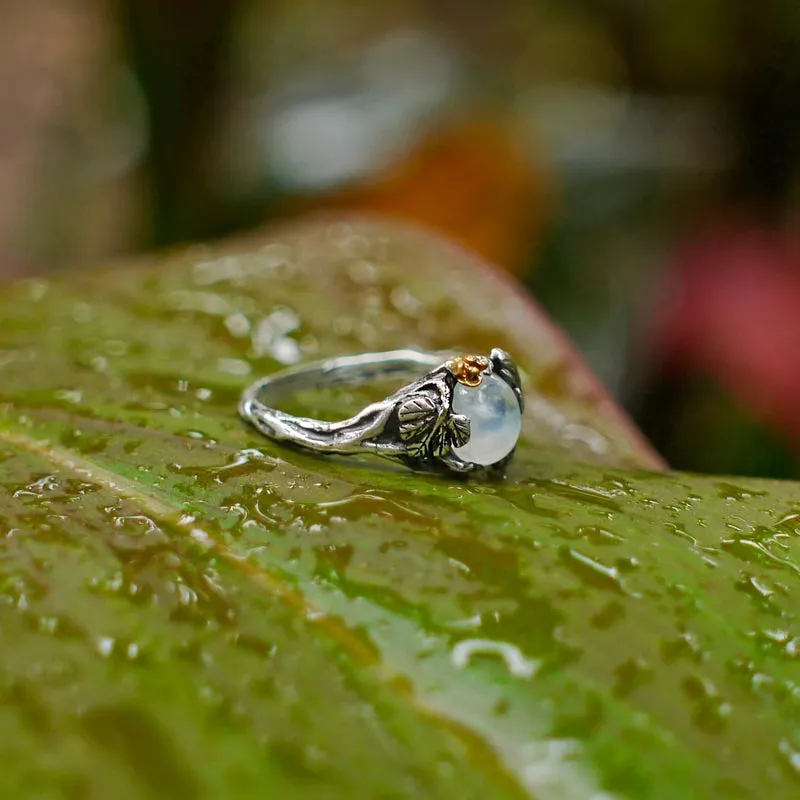 Sterling Silver Rainbow Moonstone Ring "Daisy"