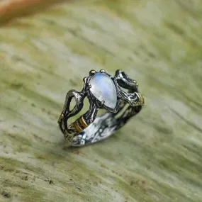 Sterling Silver Rainbow Moonstone Ring "Elza"