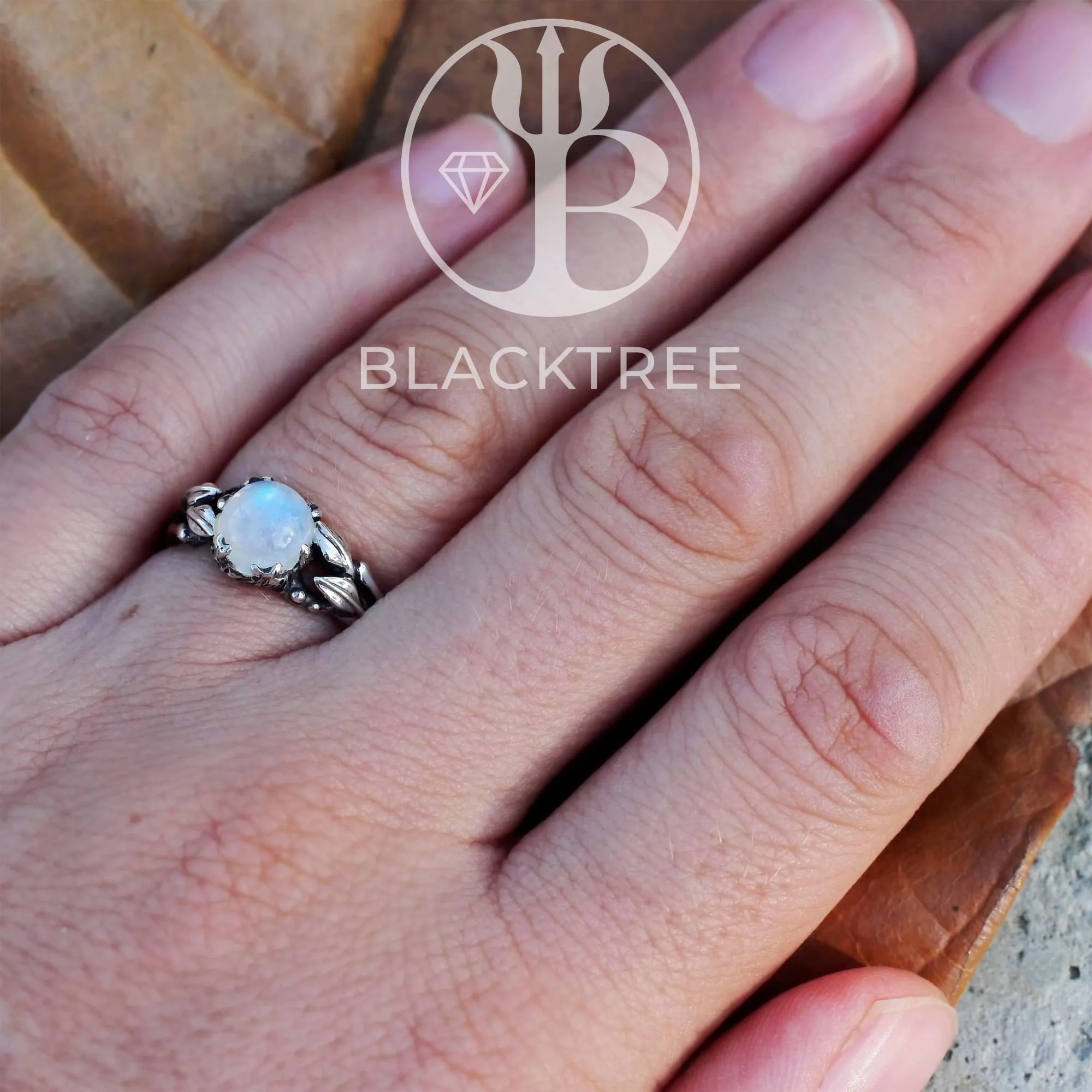 Sterling Silver Rainbow Moonstone Ring "Louise"