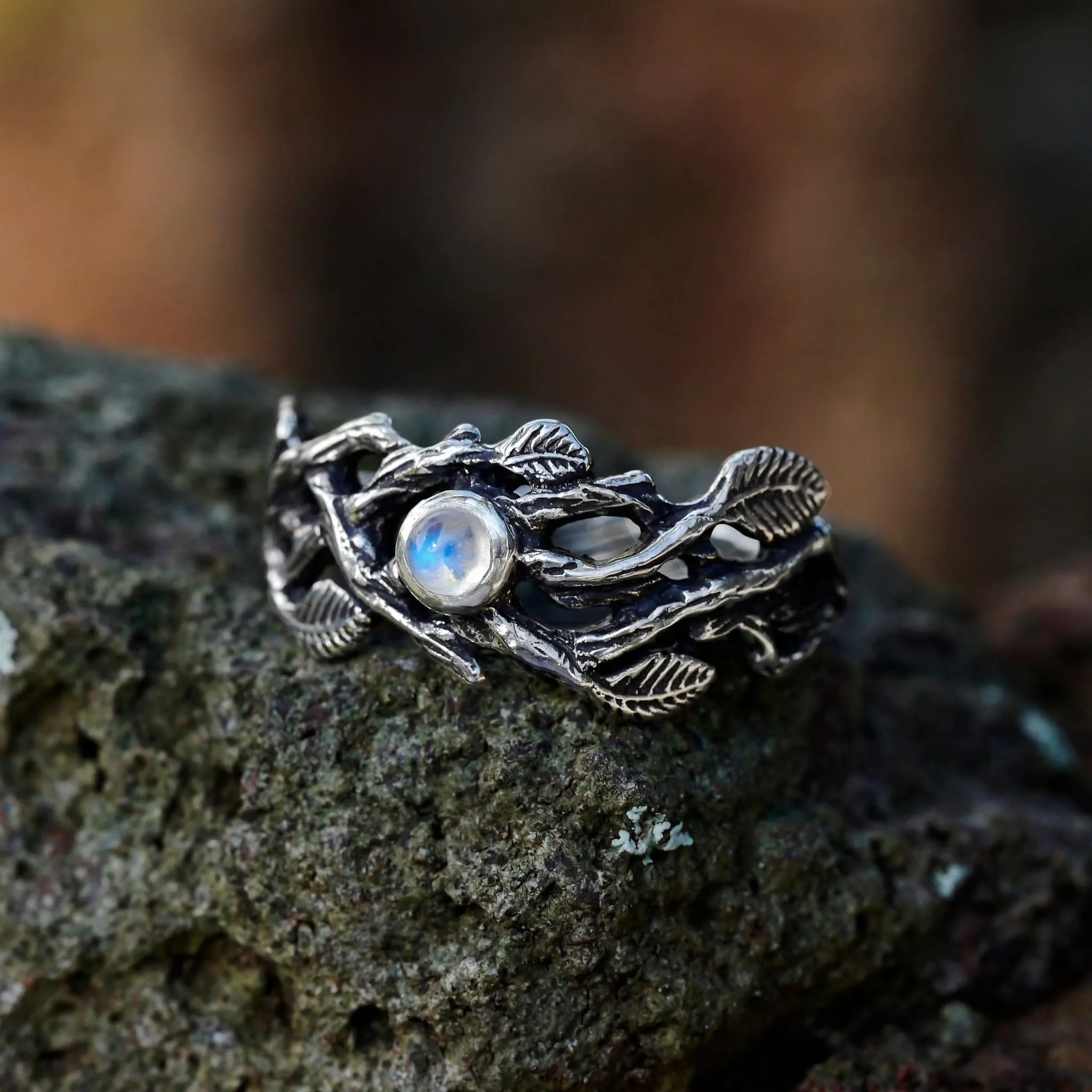 Sterling Silver Rainbow Moonstone Ring "Sienna"