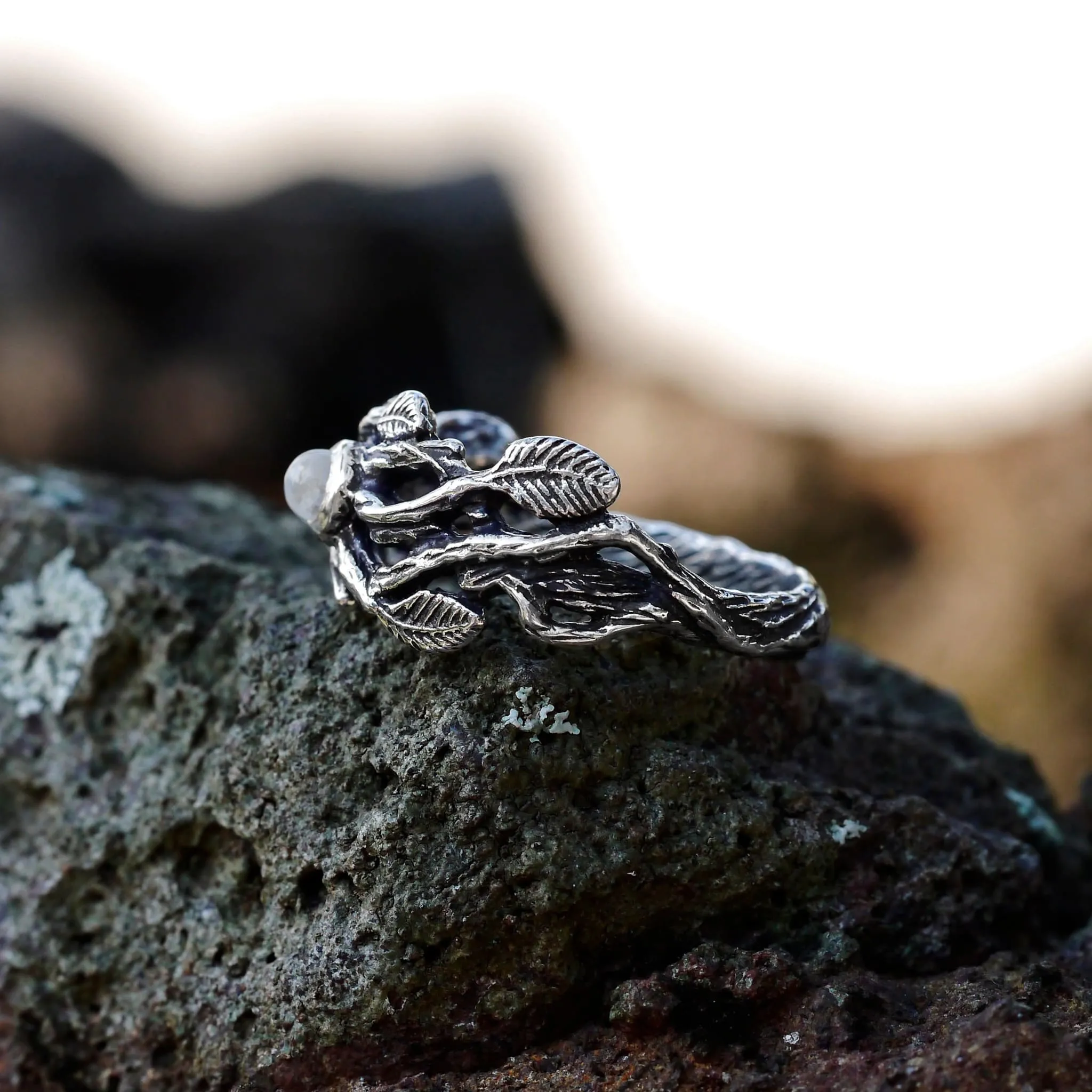Sterling Silver Rainbow Moonstone Ring "Sienna"