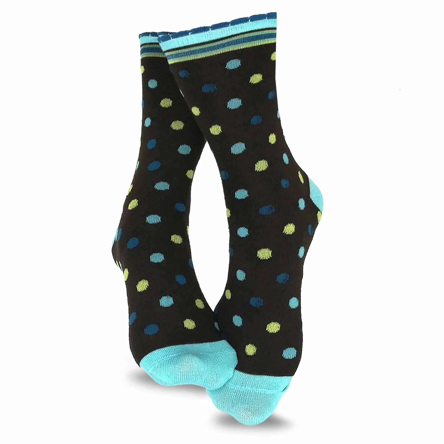 TeeHee Socks Women's Casual Polyester Crew Polka Dots Scallop 6-Pack (11637)