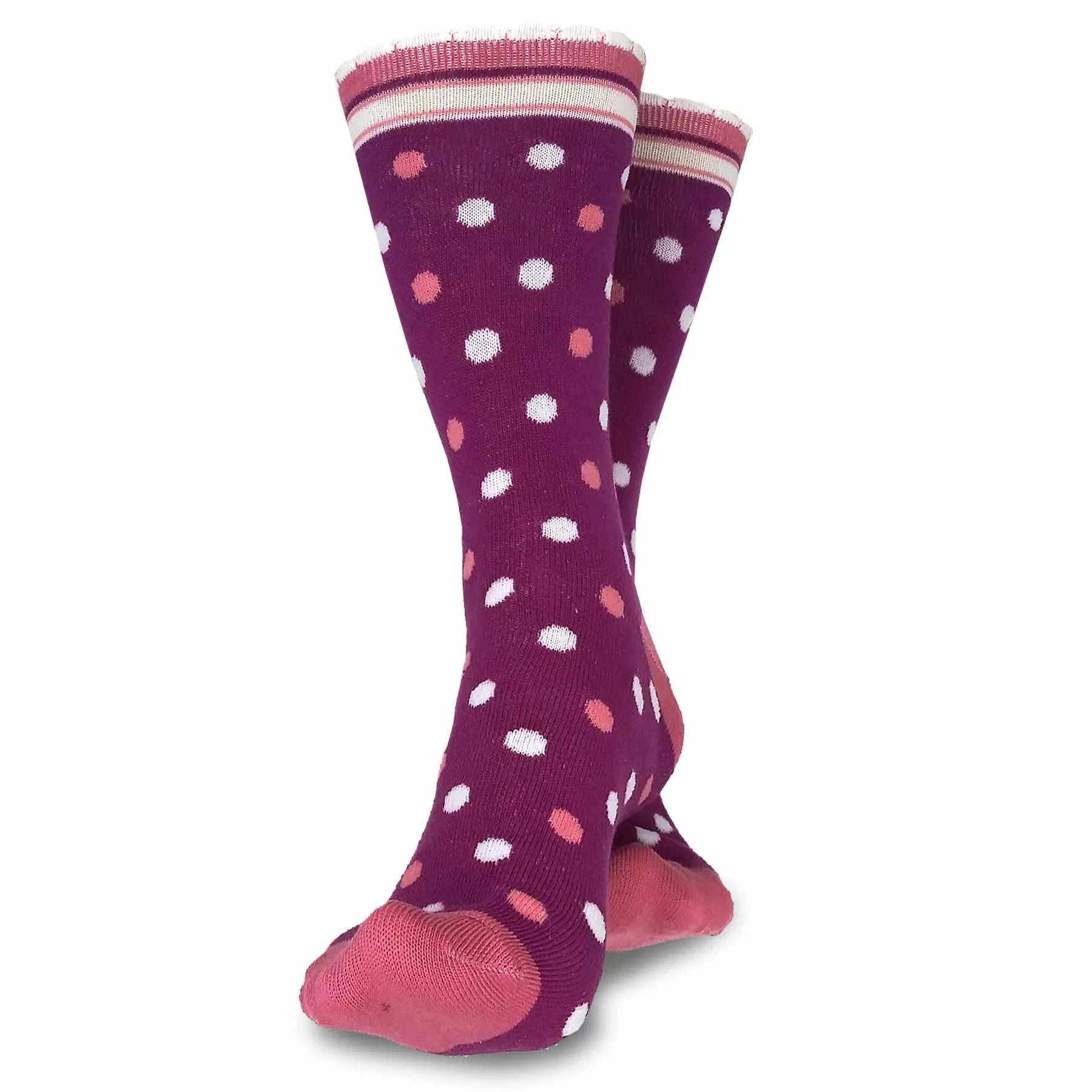 TeeHee Socks Women's Casual Polyester Crew Polka Dots Scallop 6-Pack (11637)