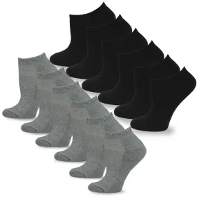 TeeHee Socks Women's Causal Polyester No Show Black/Grey 12-Pack (10051)