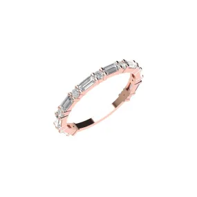 Three Quarter Baguette and Round Diamond Eternity Ring with Shared Prongs ( 0.80 ctw. )