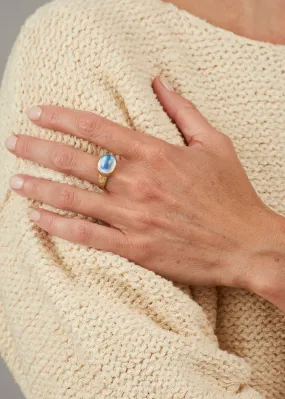 Tony Malmed Moonstone Ring with Diamonds in 18 kt Gold
