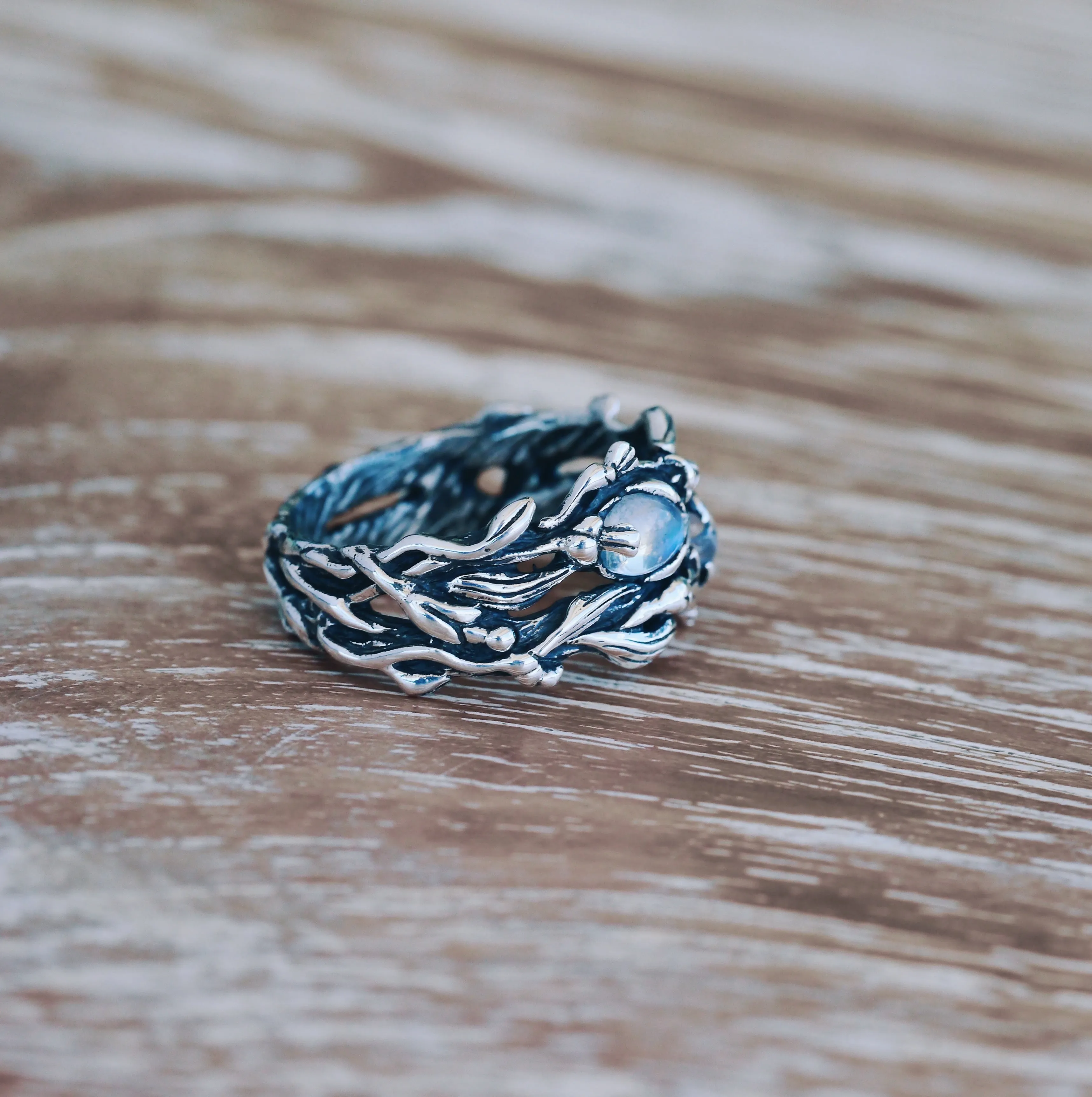 Two Gemstone Ring with Moonstones "Infinity"