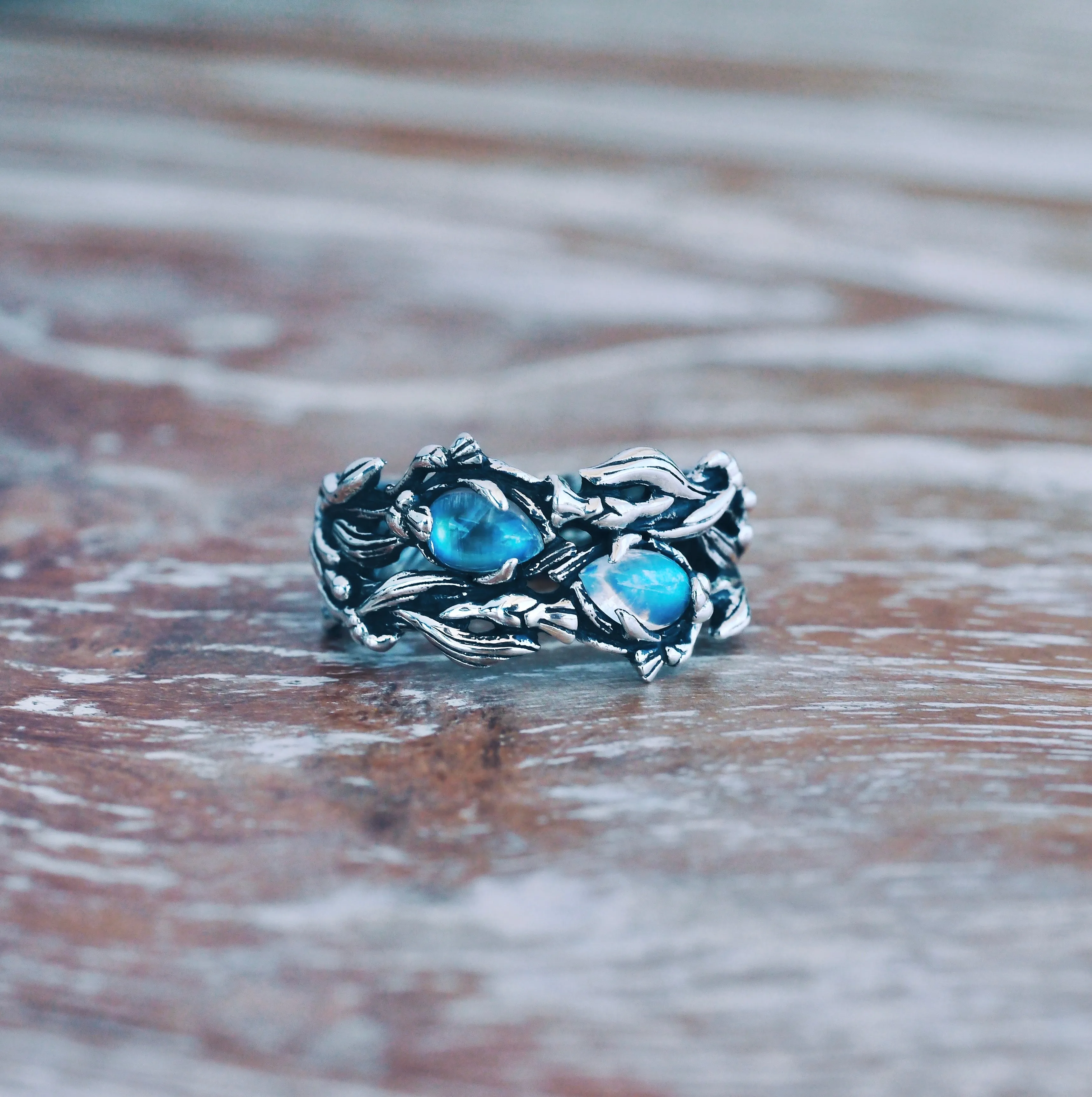 Two Gemstone Ring with Moonstones "Infinity"