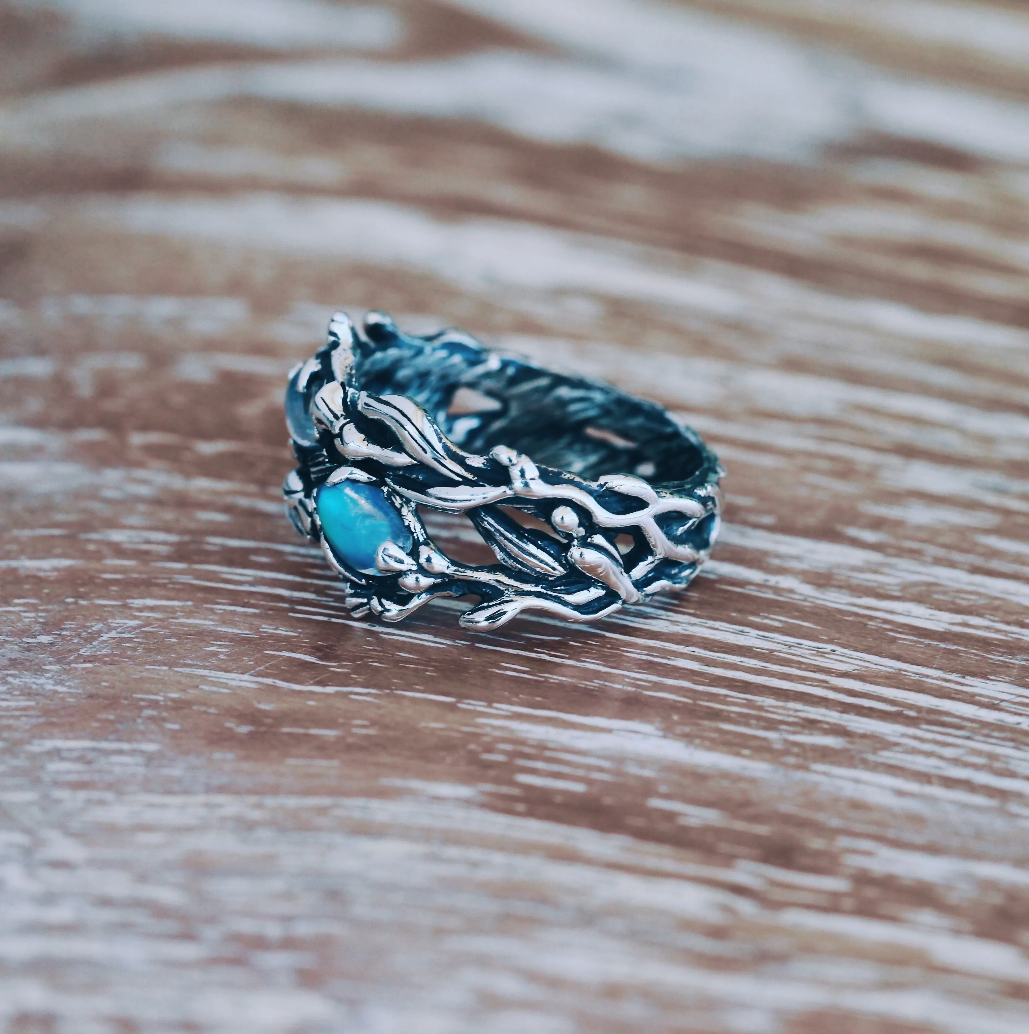 Two Gemstone Ring with Moonstones "Infinity"