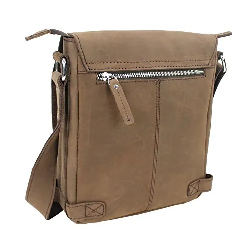 Vagabond Traveler Full Grain Leather Messenger Bag L79. Brown