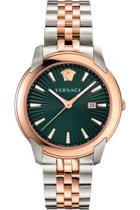 Versace V-Urban Green Dial Two-Tone Men's Watch VELQ00619