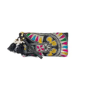 Viet Batik Puka Tassel Wristlet Black