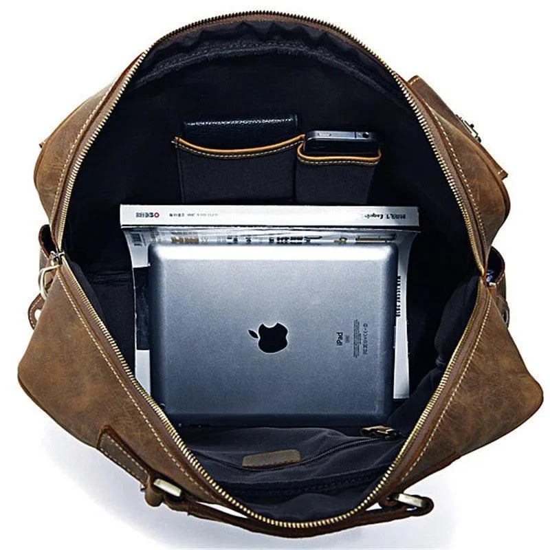 Vintage Crazy Horse Genuine Leather Travel Duffle Bag