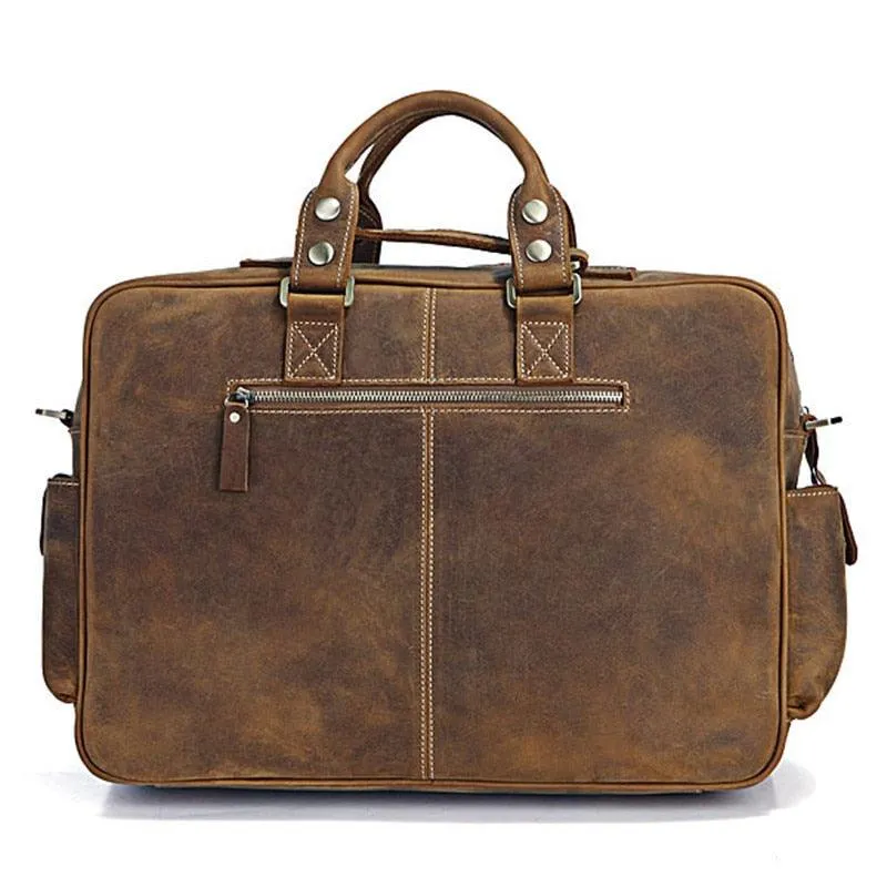 Vintage Crazy Horse Genuine Leather Travel Duffle Bag