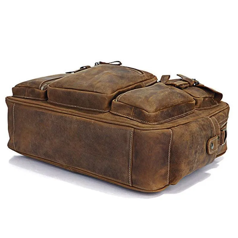 Vintage Crazy Horse Genuine Leather Travel Duffle Bag