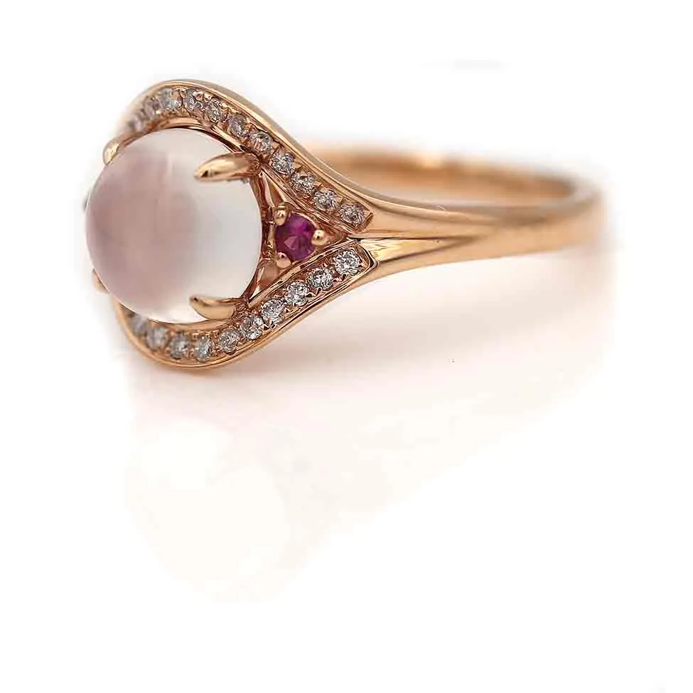 Vintage Moonstone & Diamond Engagement Ring