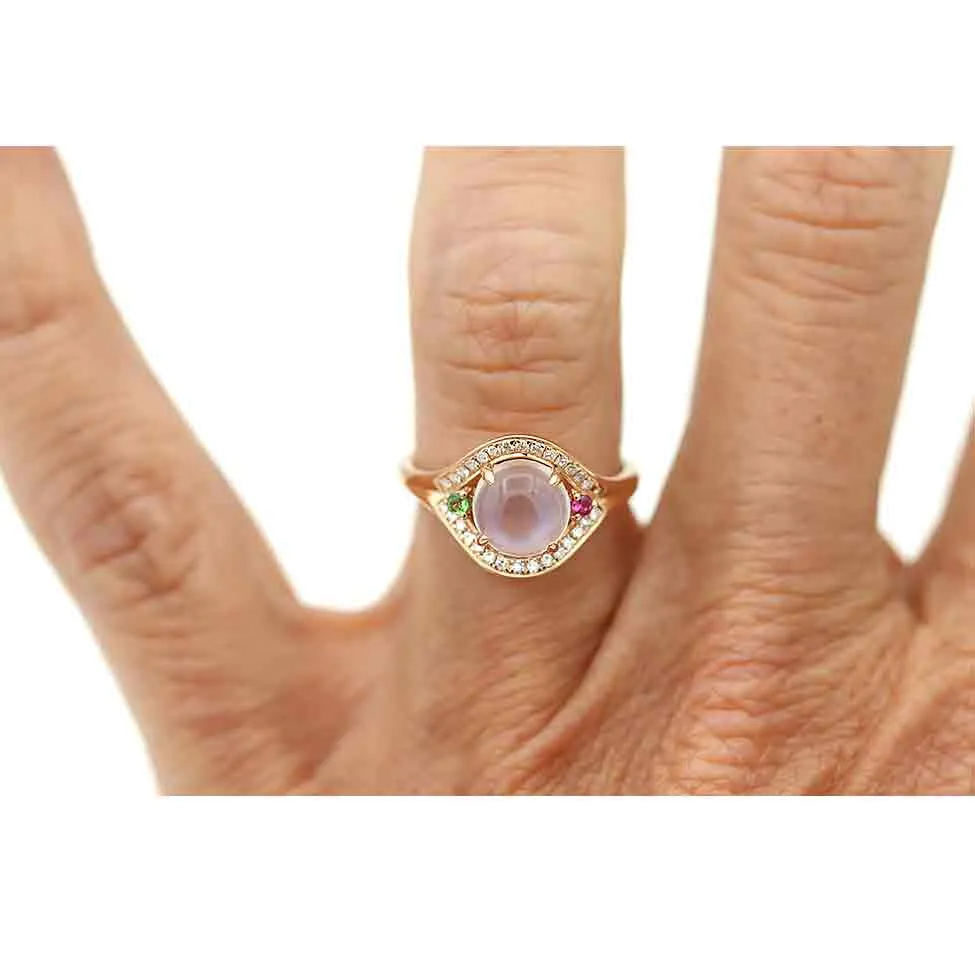 Vintage Moonstone & Diamond Engagement Ring