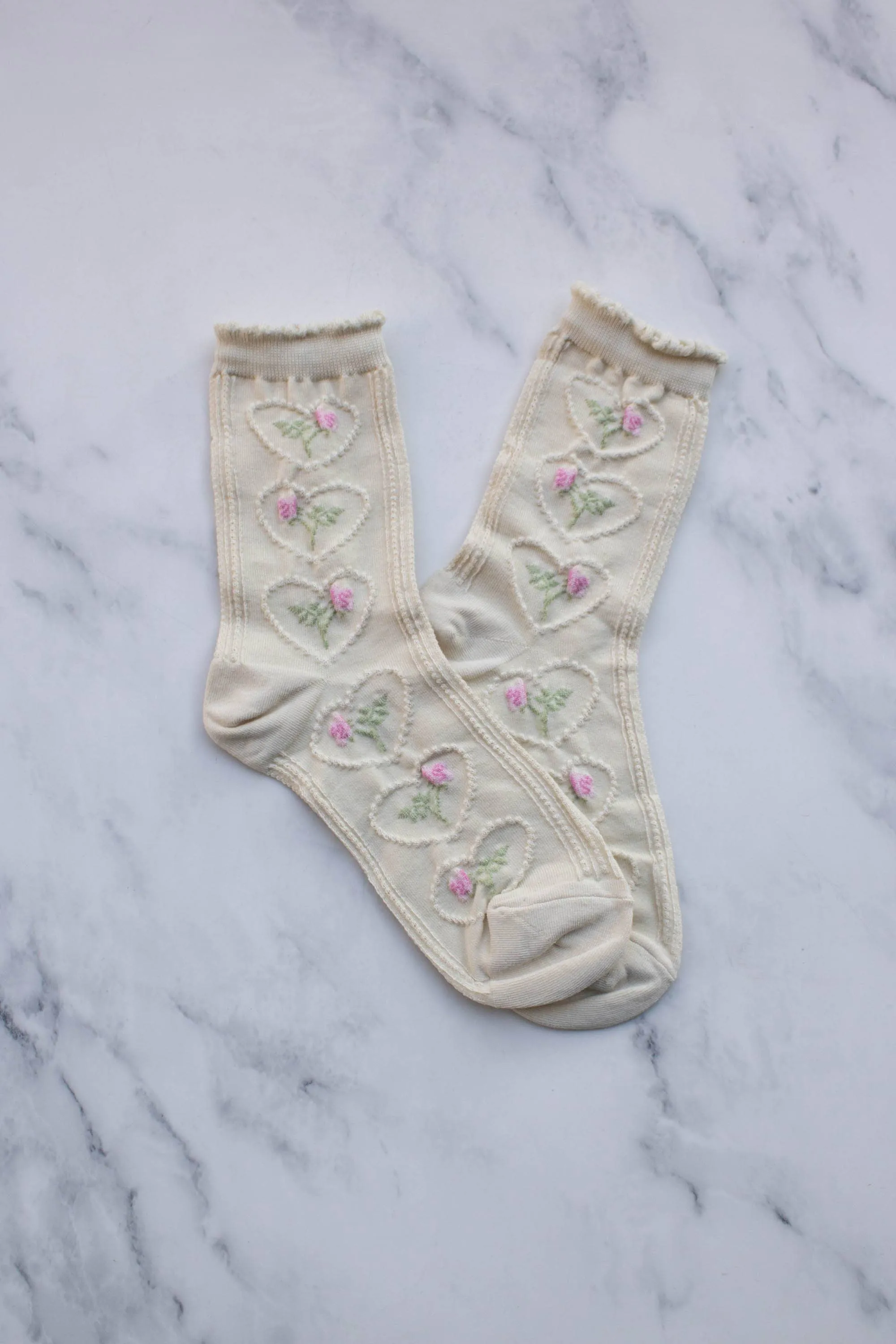 Vintage Rose & Heart Casual Socks