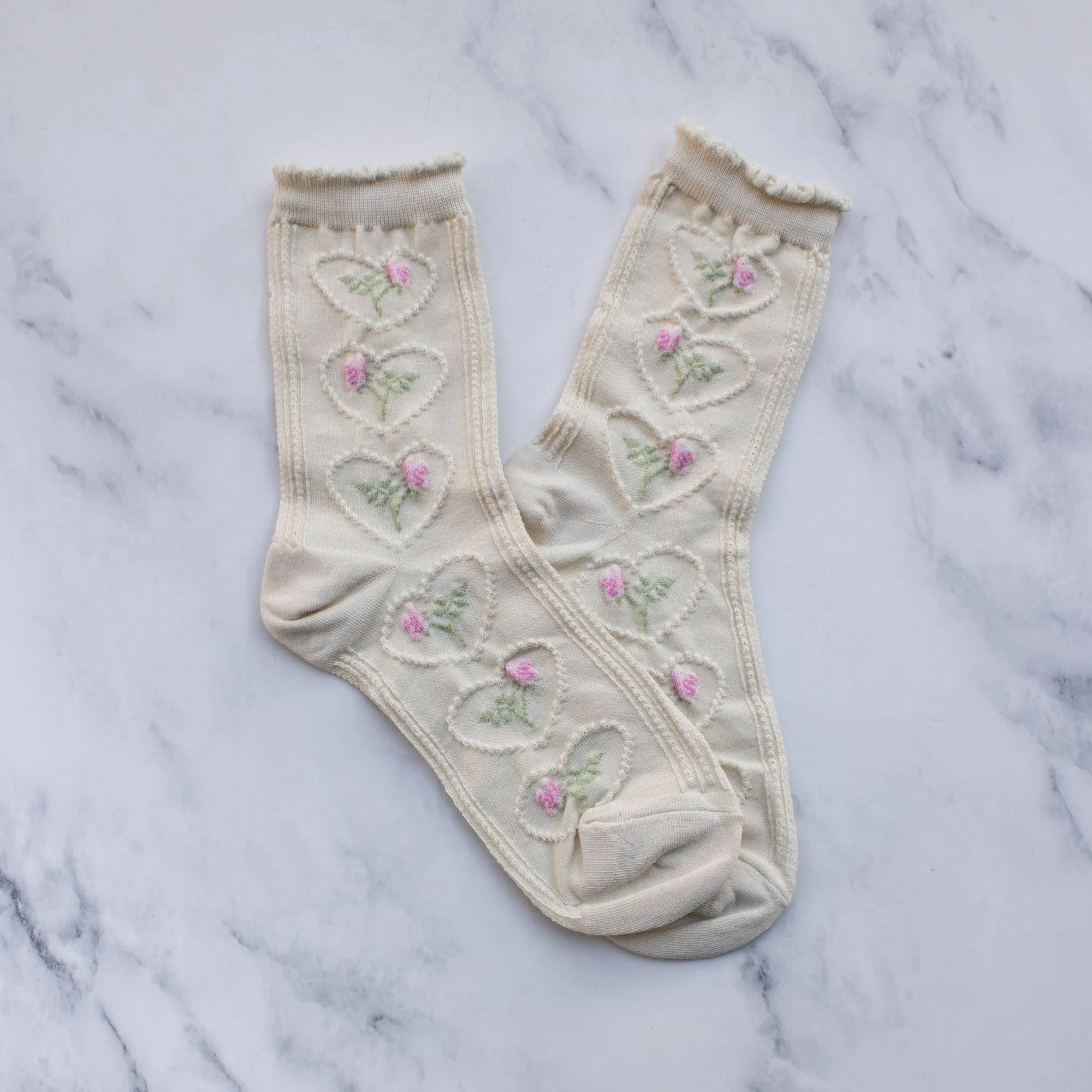 Vintage Rose & Heart Casual Socks