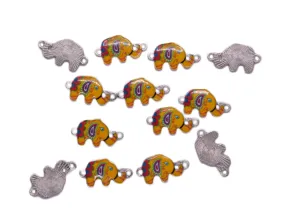 Yellow Multicolour Elephant Metal Charms